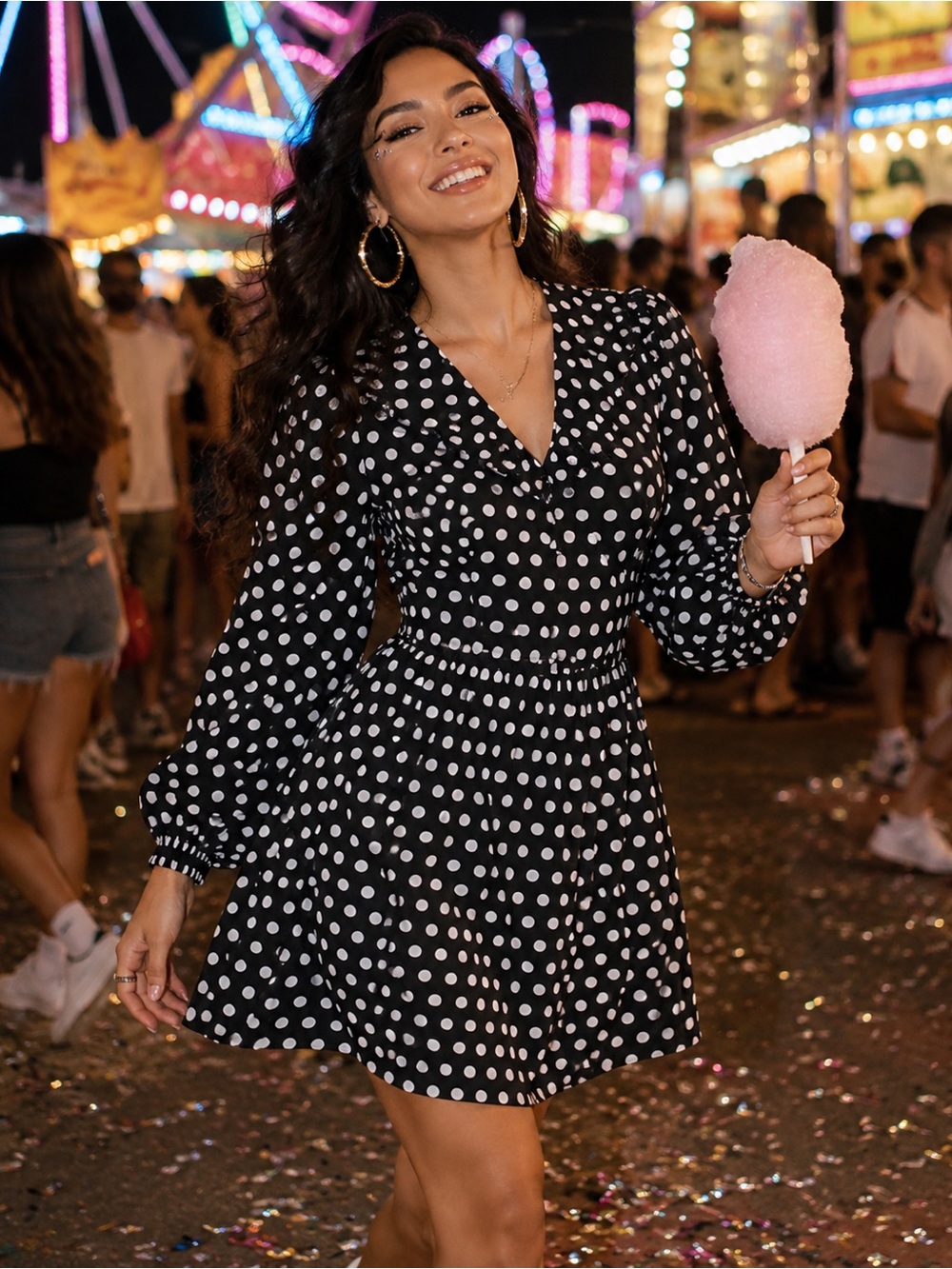 Miss Selfridge Petite Polka‎ Dot Print Mini Dress Sz. 6P NWT